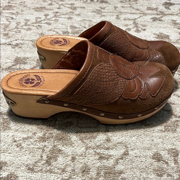 Lucky Brand Brown Leather Clogs - Picture 1 of 7